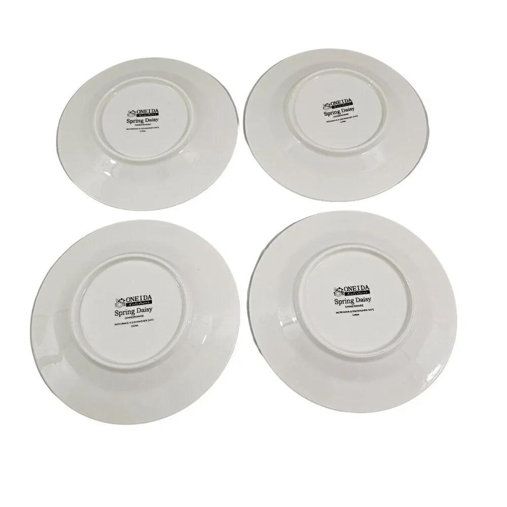 Oneida Spring Daisy Majesticware 6.5” Ceramic Dessert Bread Plates – Set of 4